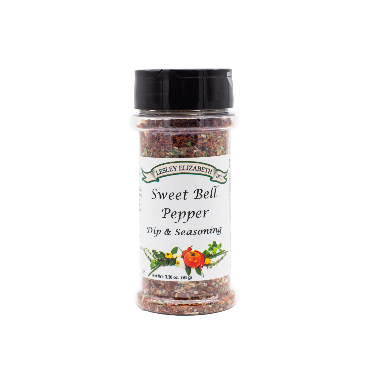 Lesley Elizabeth Sweet Bell Pepper Dip & Seasoning—sweet, savory blend for sauces, dips, and pastas. 252mL PET bottle pantry essential.